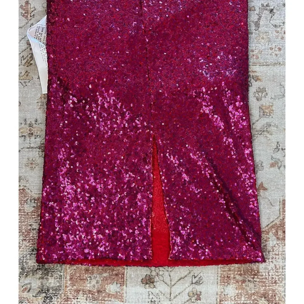 Dress The Population Martine Sequin One Shoulder Dress in Fuchsia Size S NWT - Picture 14 of 15
